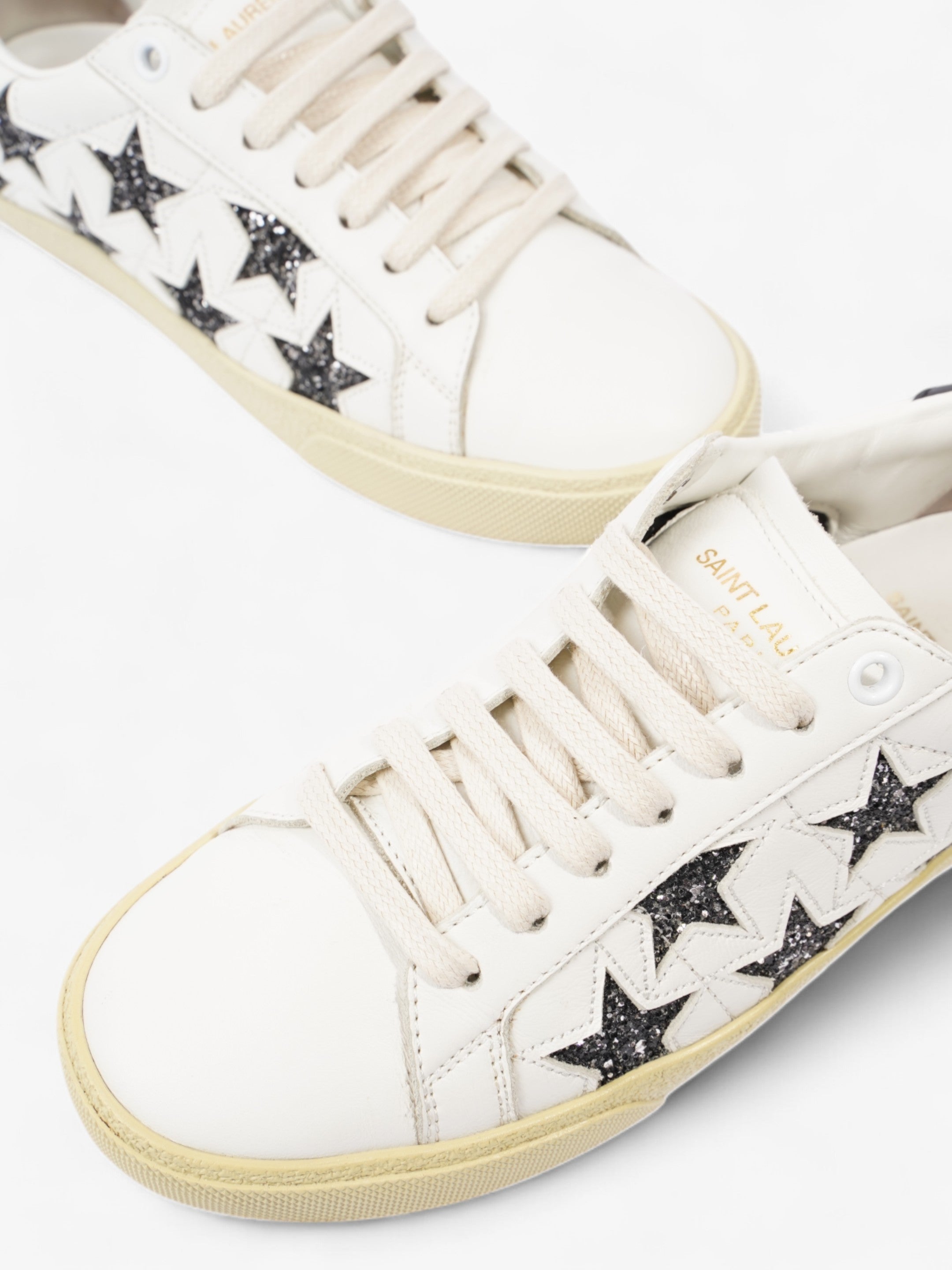 Saint Laurent Court Classic Star White  / Black Leather EU 37 UK 4