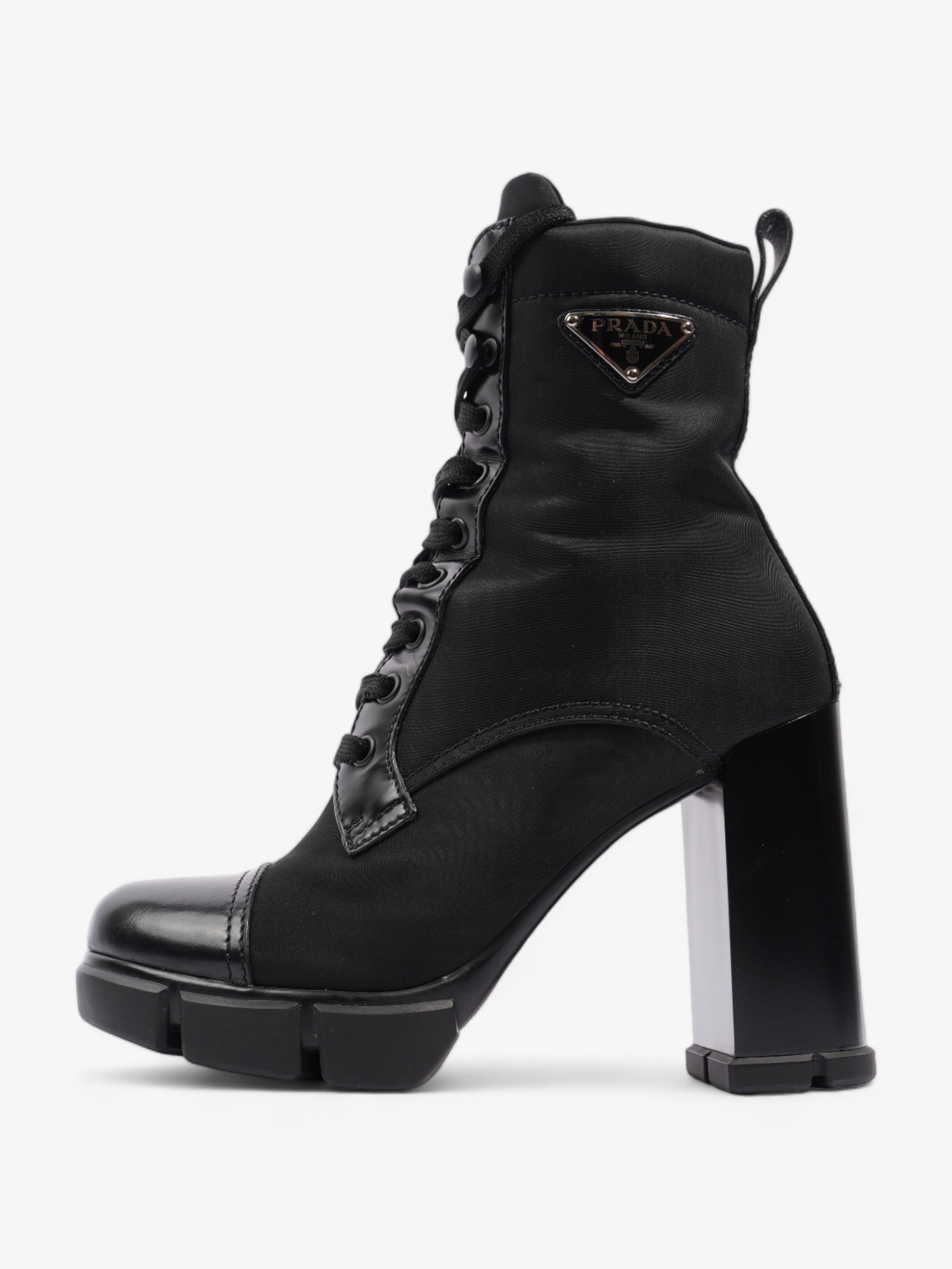 Prada Triangle Logo Boot 100 Black Re Nylon EU 37 UK 4