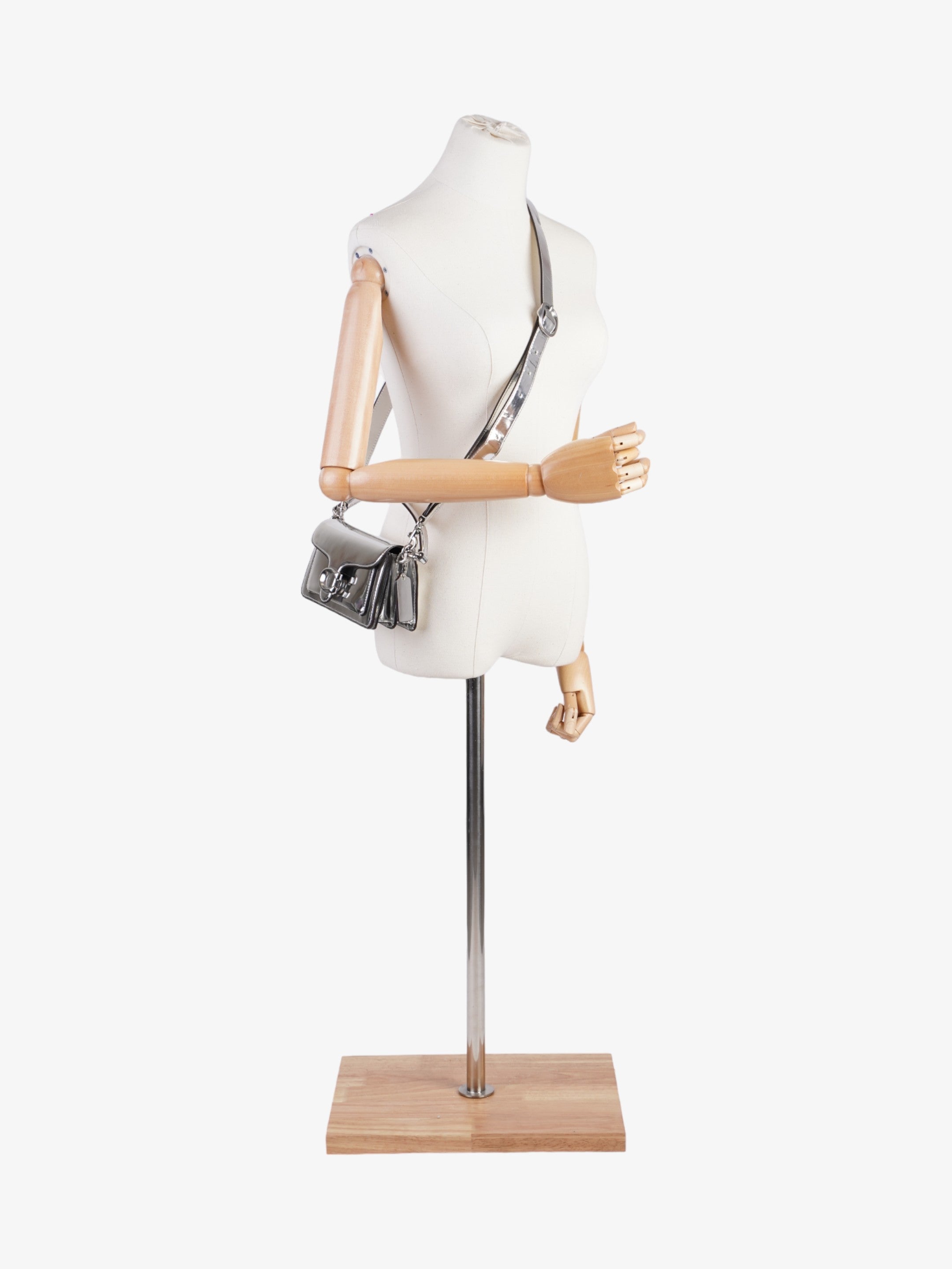 Coach Tabby 20 Silver Metallic Leather