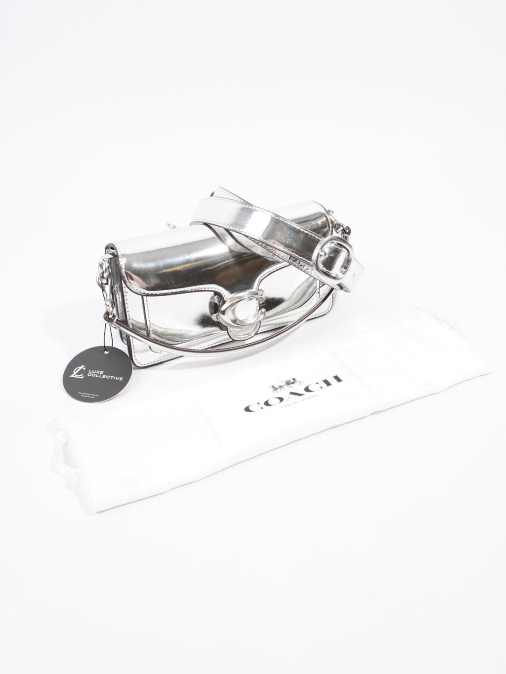 Coach Tabby 20 Silver Metallic Leather