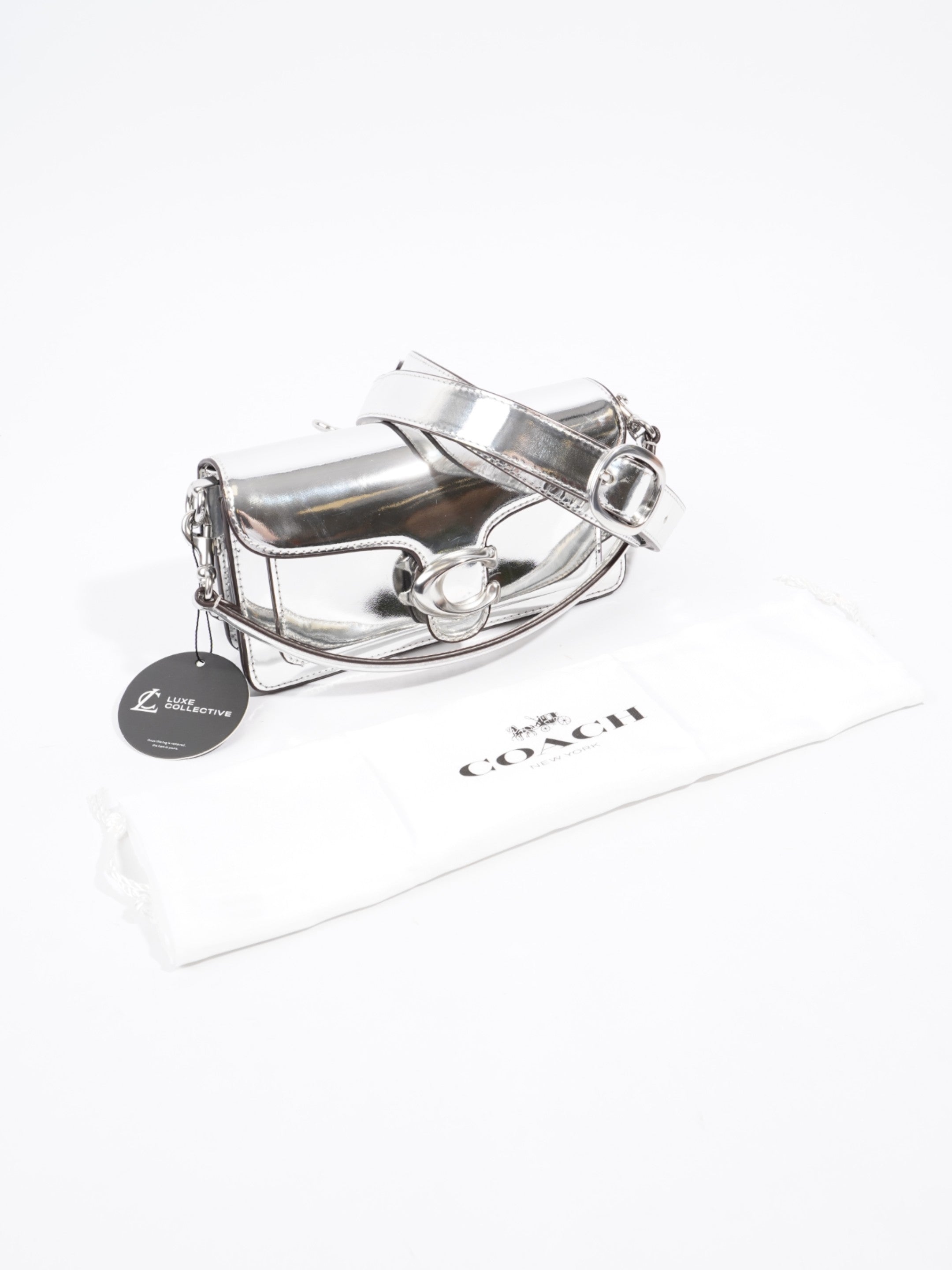 Coach Tabby 20 Silver Metallic Leather