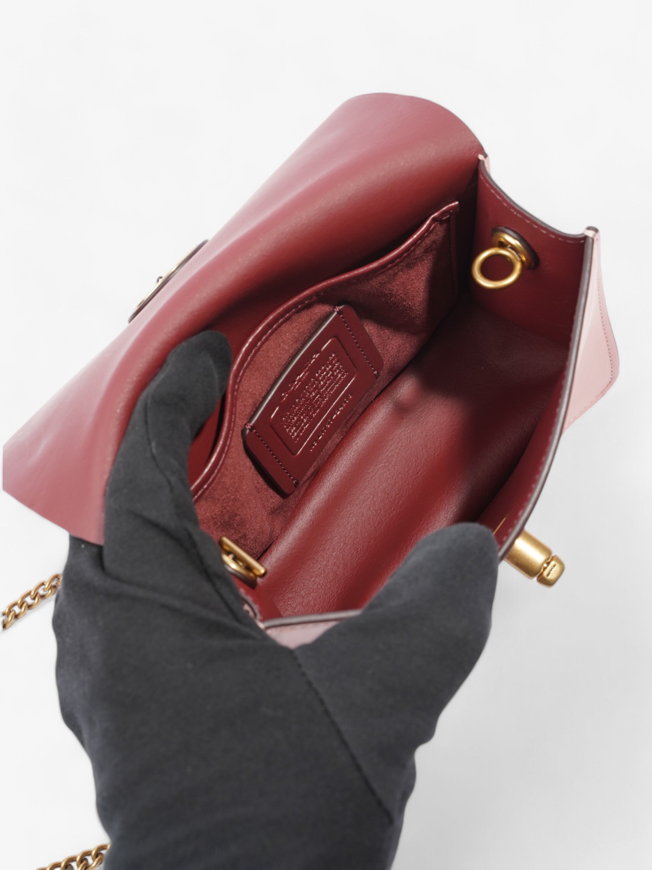Coach Bowery Turn Lock Crossbody Tea Rose Leather Mini