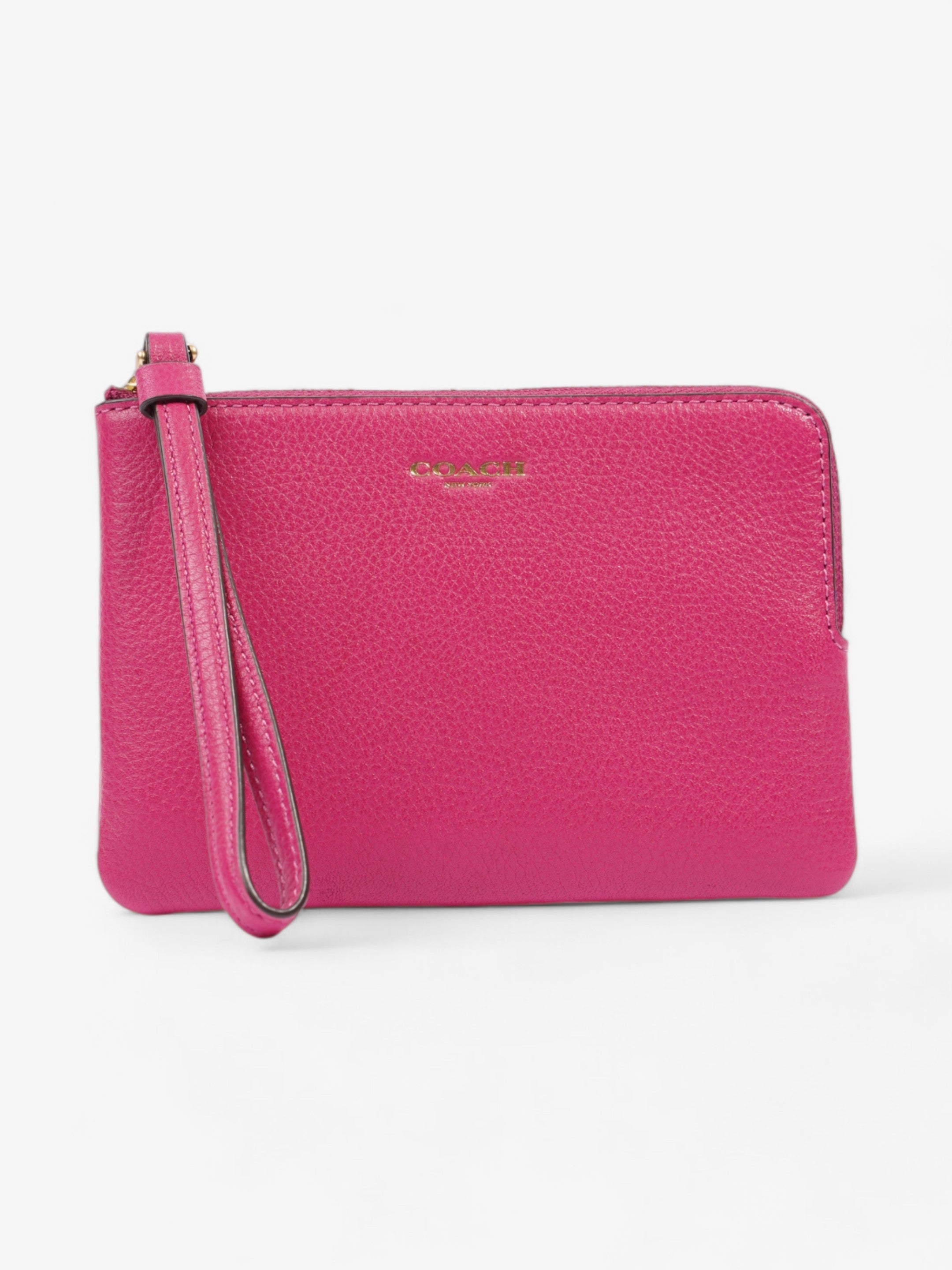 Coach Pouch Wristlet Deep Pink Leather