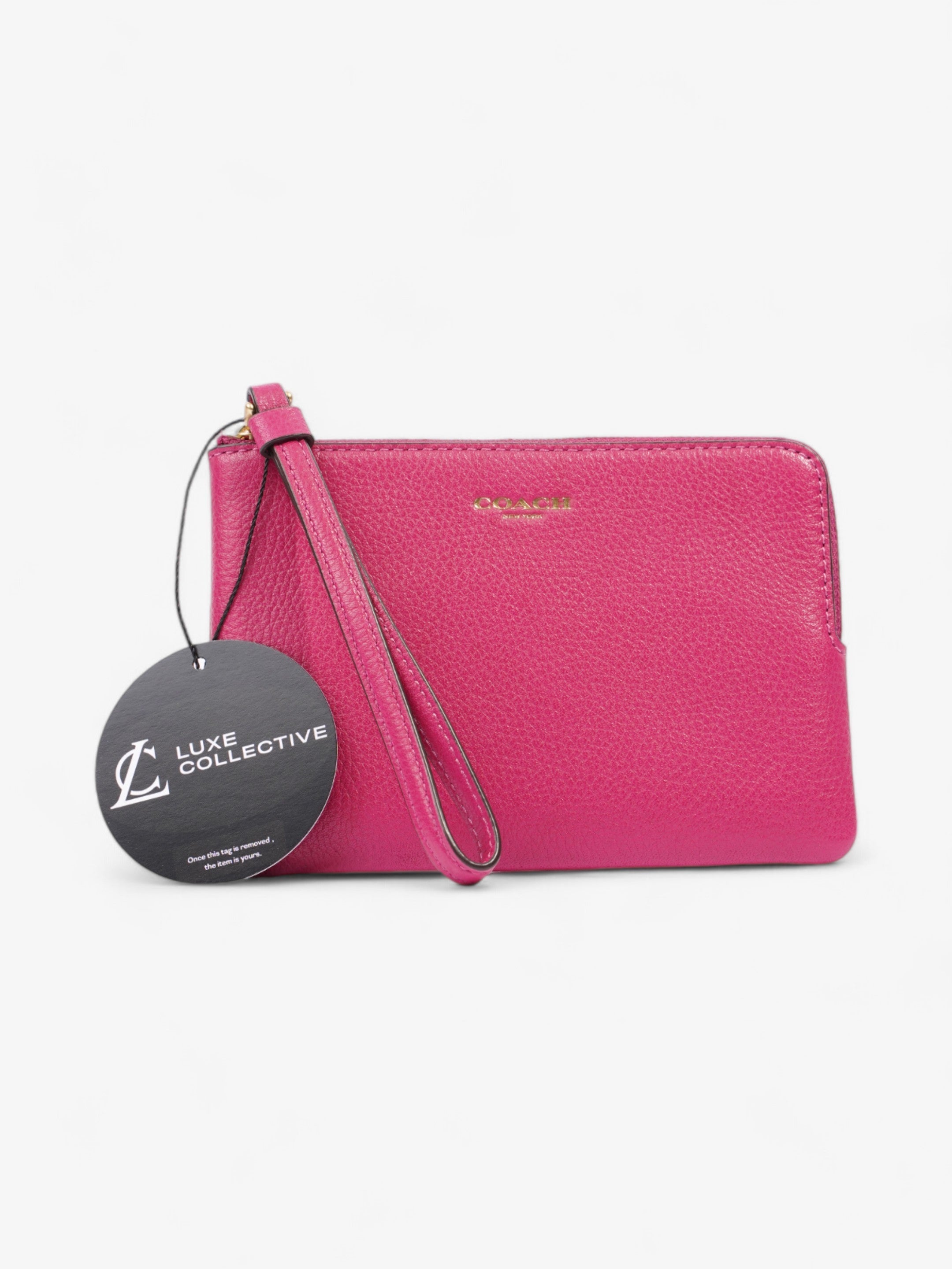 Coach Pouch Wristlet Deep Pink Leather