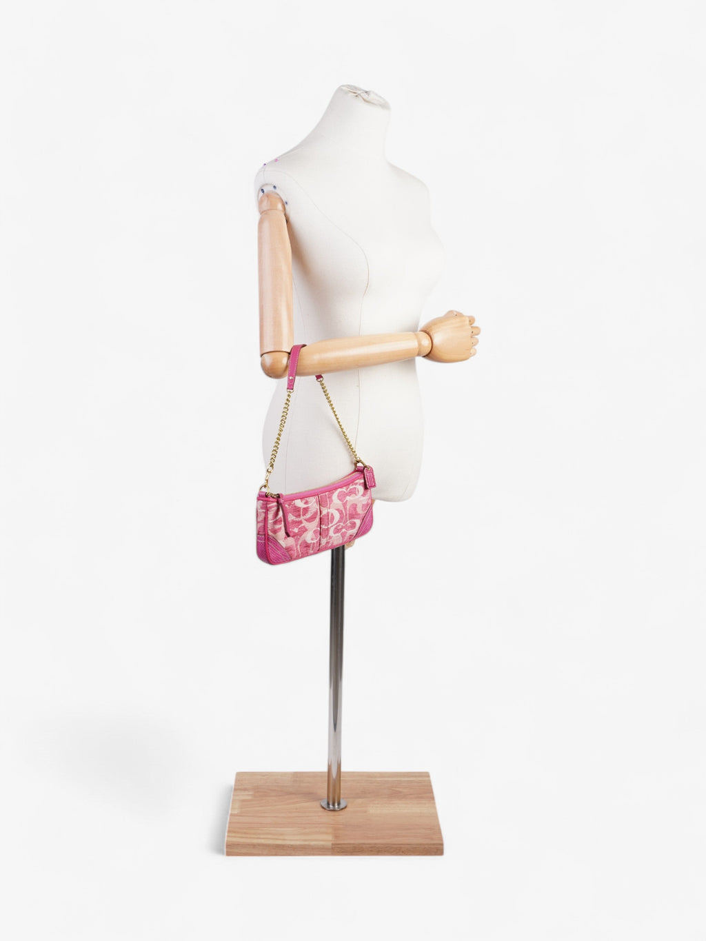 Coach Chenille Python Shoulder Bag Pink Canvas