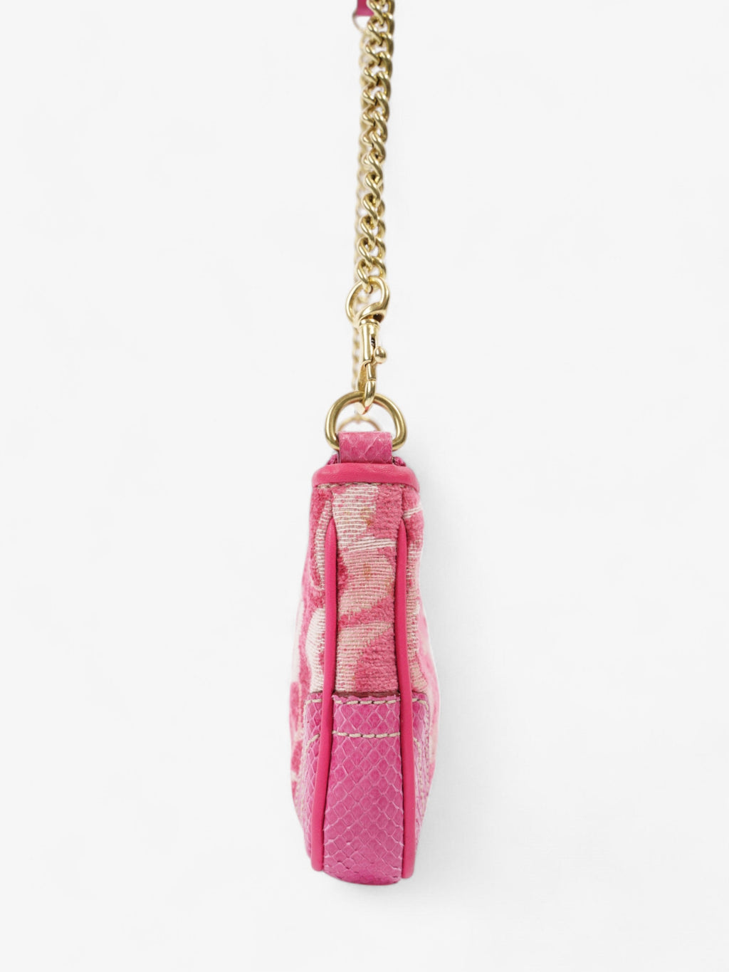 Coach Chenille Python Shoulder Bag Pink Canvas