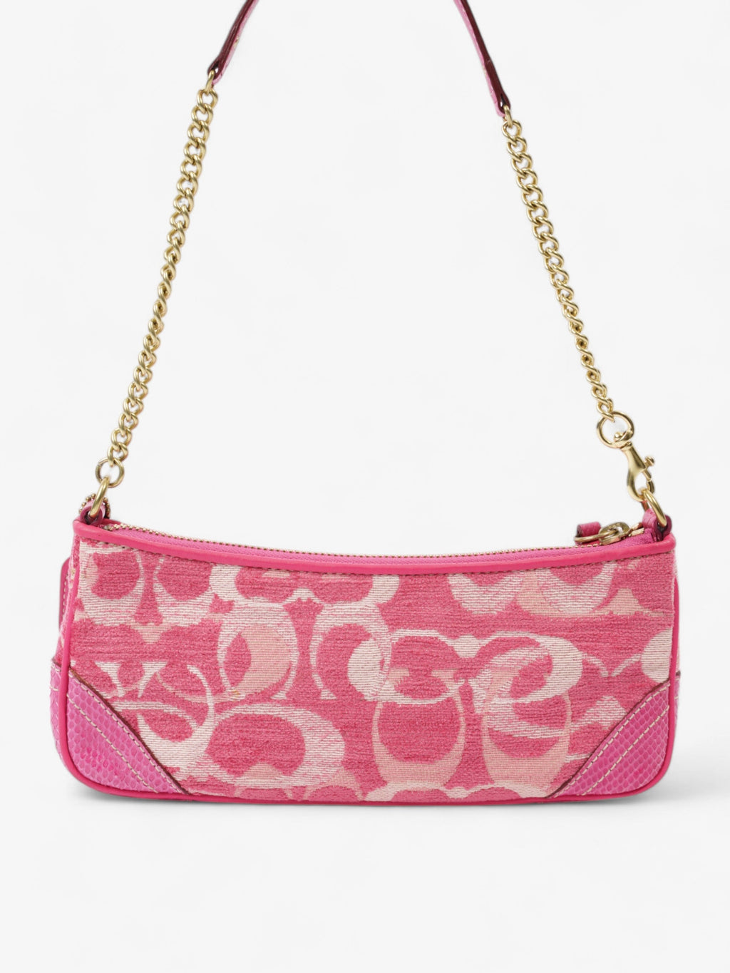 Coach Chenille Python Shoulder Bag Pink Canvas