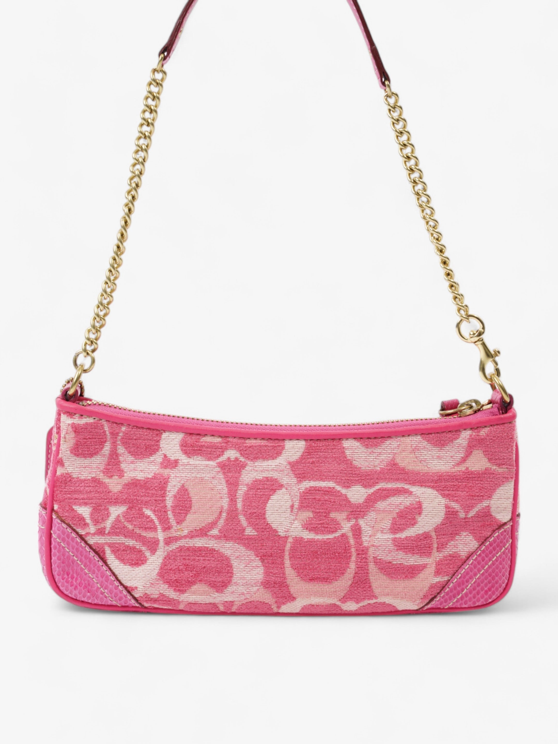 Coach Chenille Python Shoulder Bag Pink Canvas