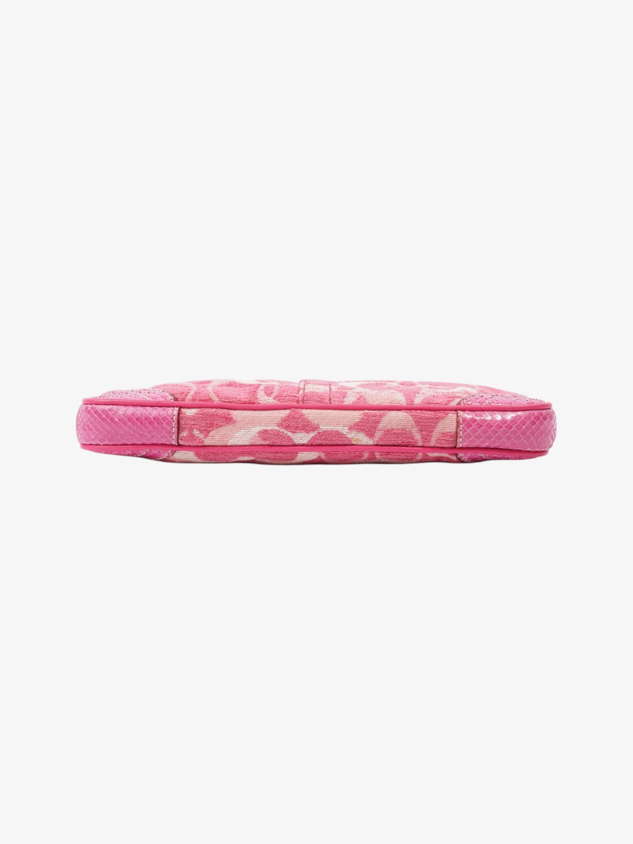 Coach Chenille Python Shoulder Bag Pink Canvas
