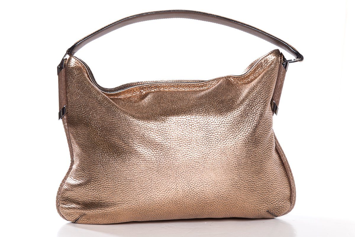 Jimmy Choo Champagne Pebbled Leather Shoulder Bag