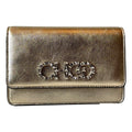 Jimmy Choo Kalina  Crossbody Clutch Bag Crystal Logo Metallic Gold