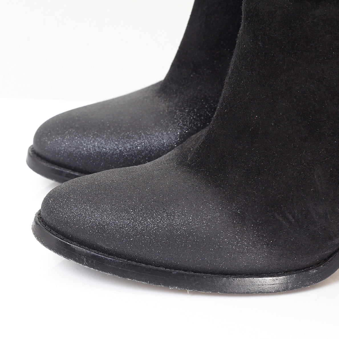 Marina Black Glitter Ankle Boots