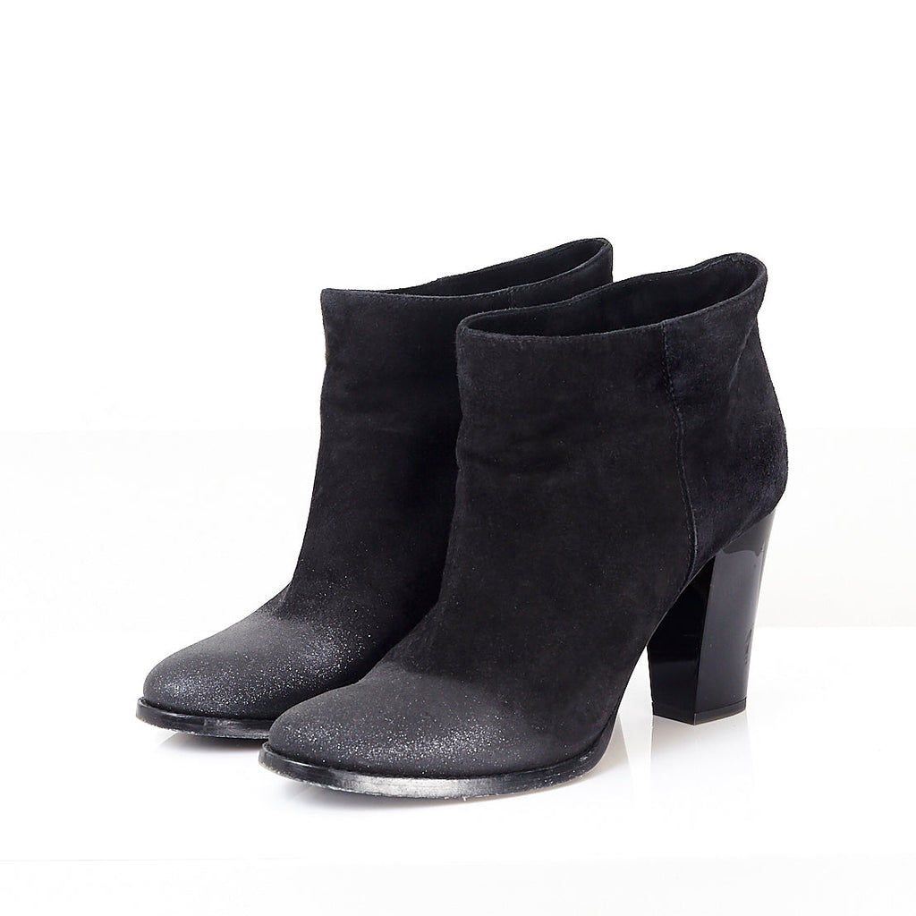 Marina Black Glitter Ankle Boots