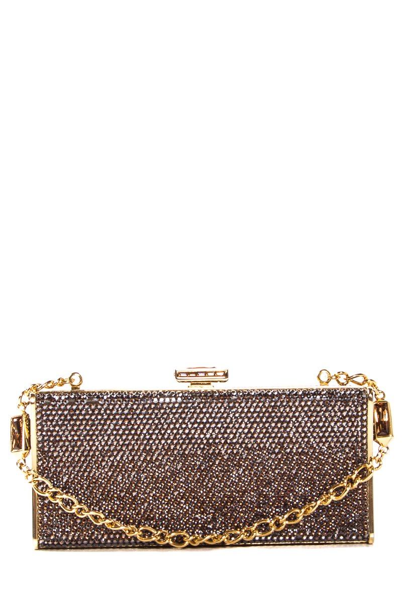Judith Leiber Gold-Tone Crystal Embellishment Clutch