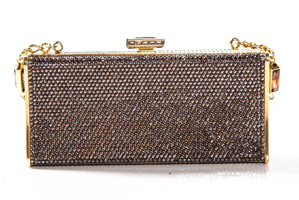 Judith Leiber Gold-Tone Crystal Embellishment Clutch