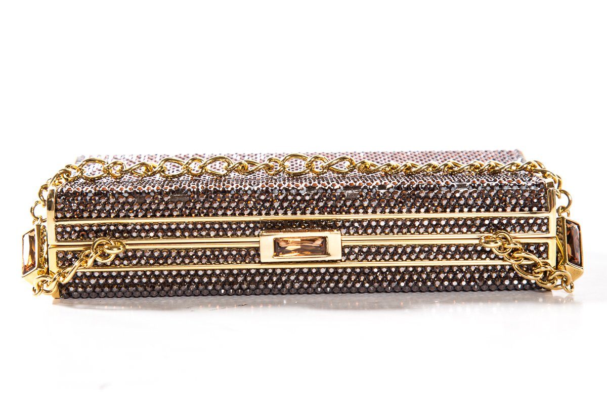 Judith Leiber Gold-Tone Crystal Embellishment Clutch