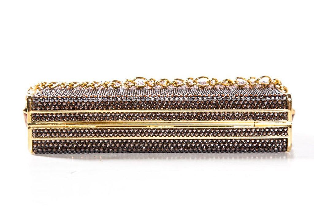 Judith Leiber Gold-Tone Crystal Embellishment Clutch