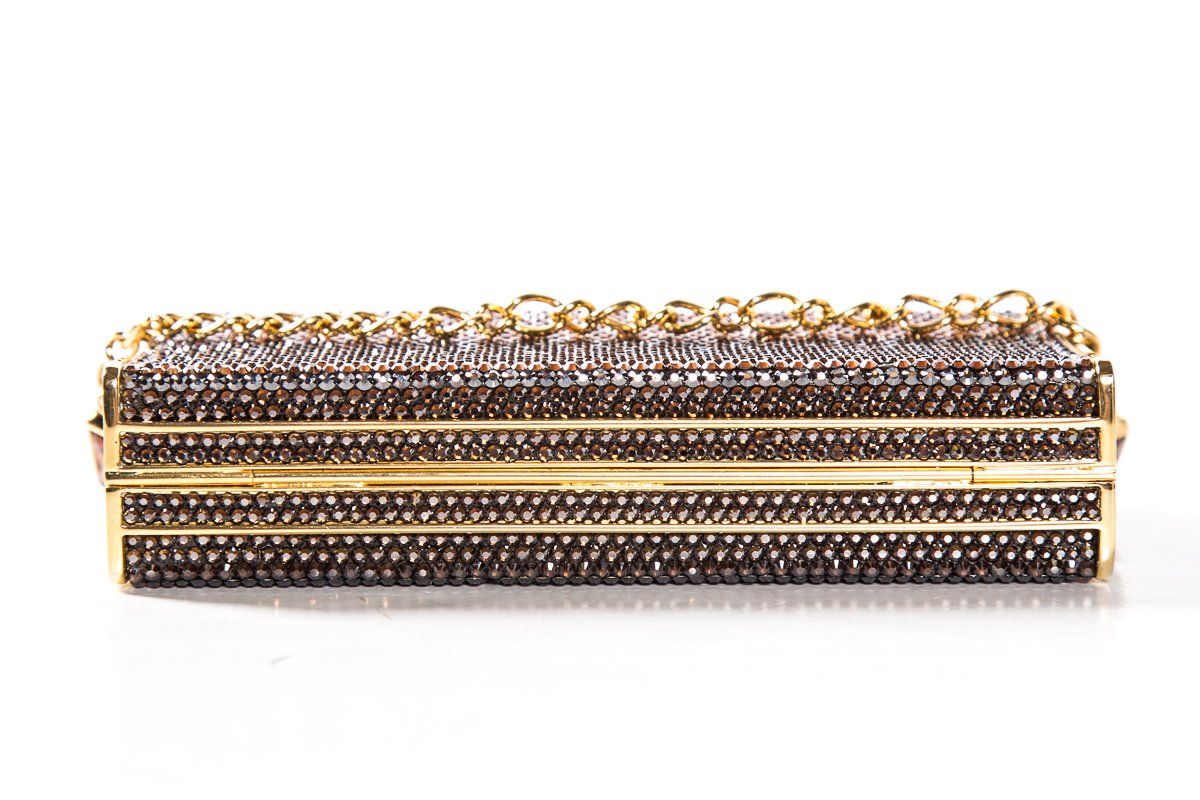 Judith Leiber Gold-Tone Crystal Embellishment Clutch