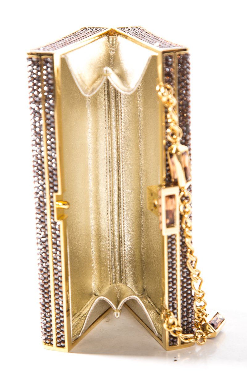 Judith Leiber Gold-Tone Crystal Embellishment Clutch