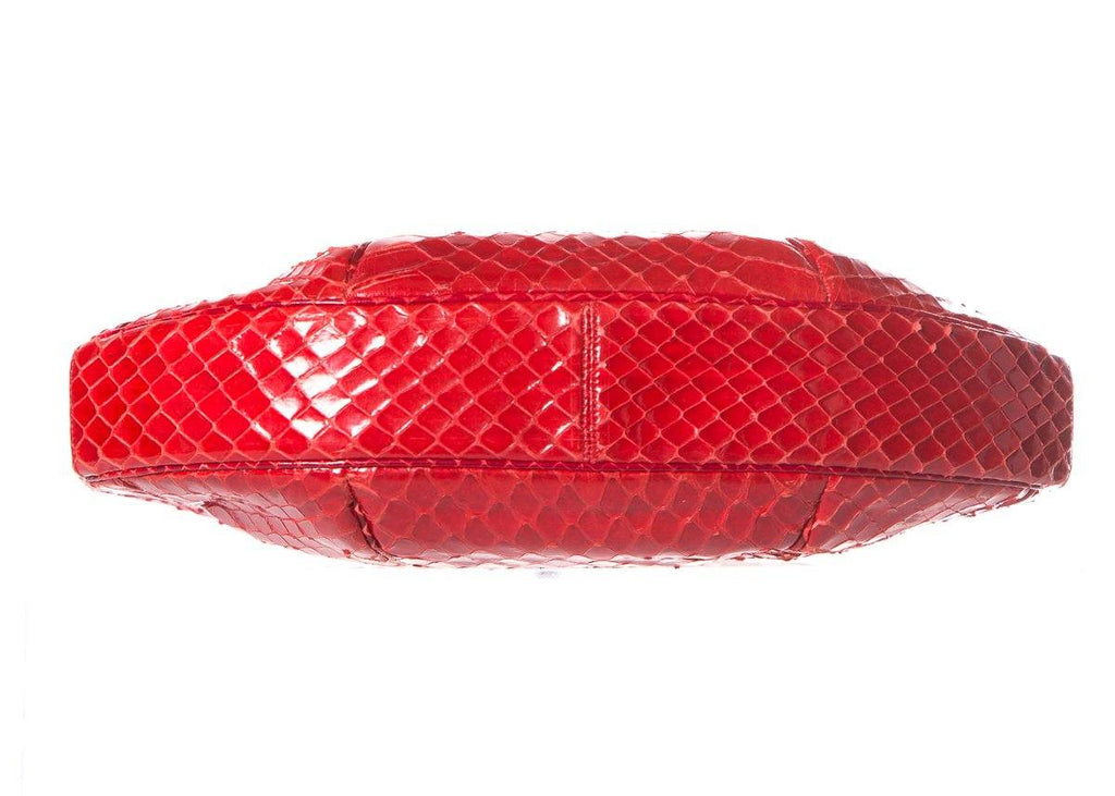 Judith Leiber Red Python Clamshell Clutch