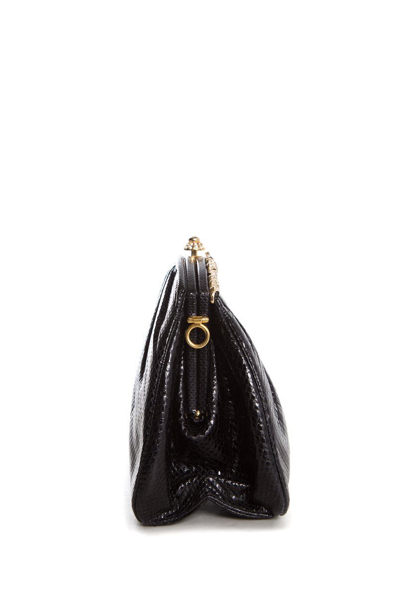 Judith Leiber Black Pyton Cross-Body