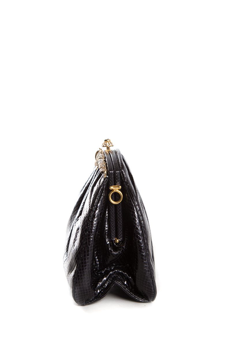 Judith Leiber Black Pyton Cross-Body