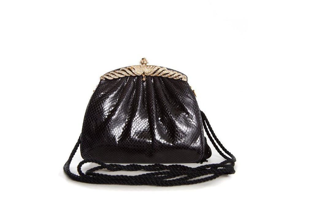 Judith Leiber Black Pyton Cross-Body