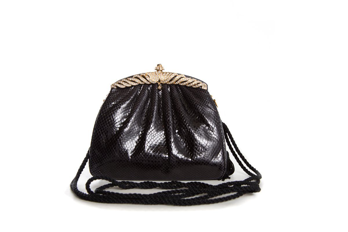 Judith Leiber Black Pyton Cross-Body