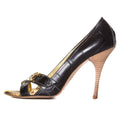 Just Cavalli Croco-Embossed Black Heels SZ 39 Sale