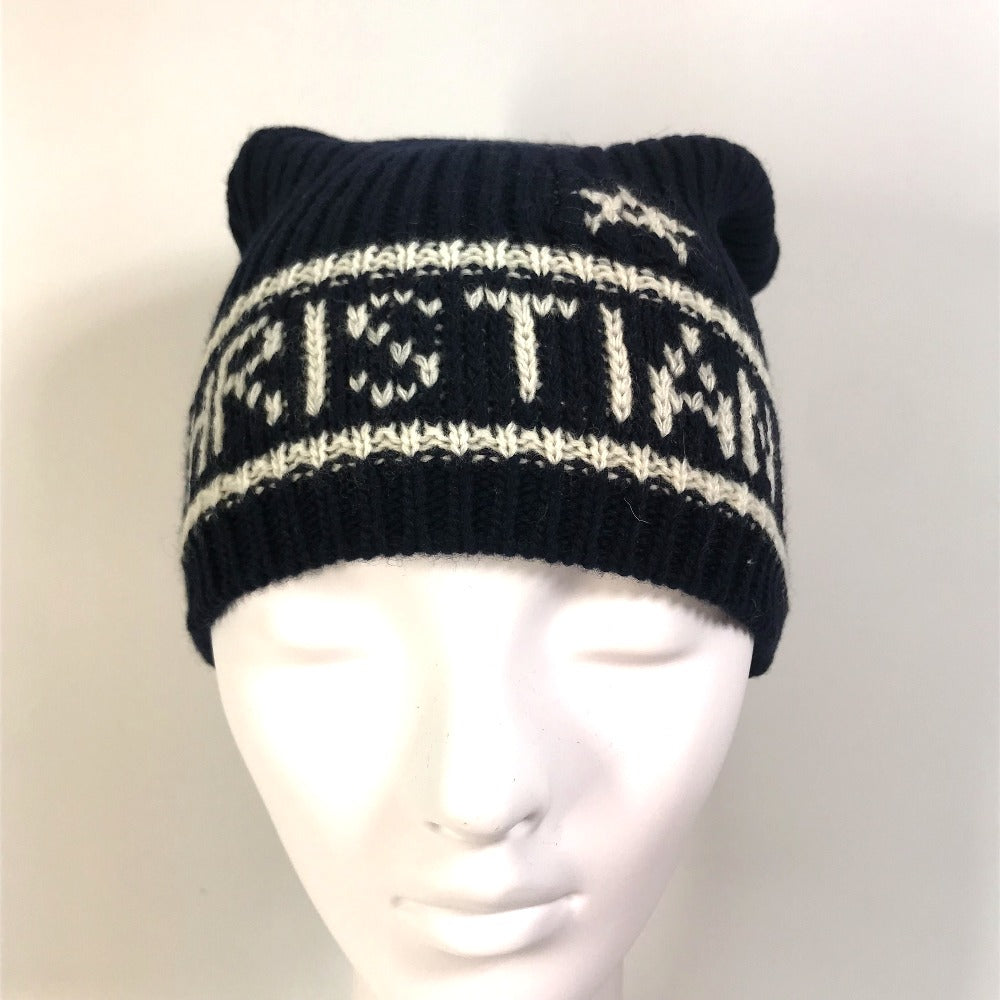 Christian Dior Knit hat 31NOE714IXGH Wool / cashmere Navy logo Women U Used
