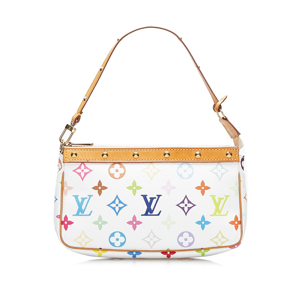 SALE Louis Vuitton Pochette Accessoires White Multicolor Monogram Canvas