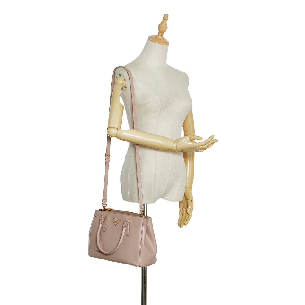Prada Double Zip Galleria Beige Saffiano Lux
