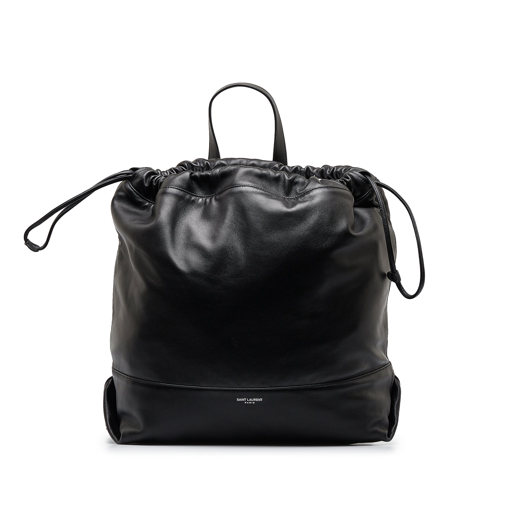 Yves Saint Teddy Drawstring Black Calfskin