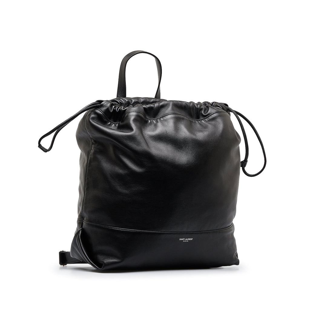 Yves Saint Teddy Drawstring Black Calfskin