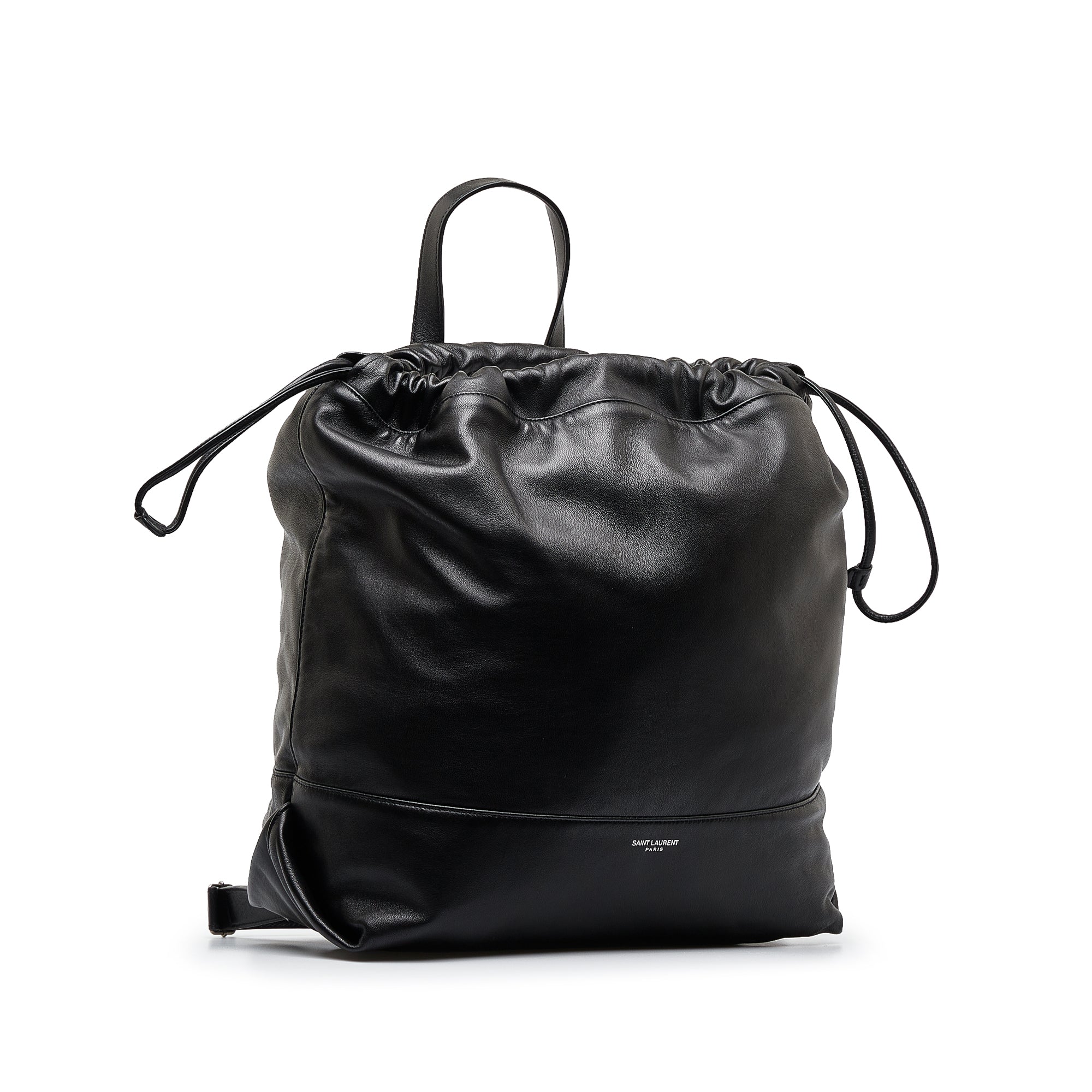 Yves Saint Teddy Drawstring Black Calfskin