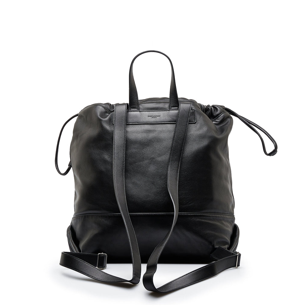 Yves Saint Teddy Drawstring Black Calfskin