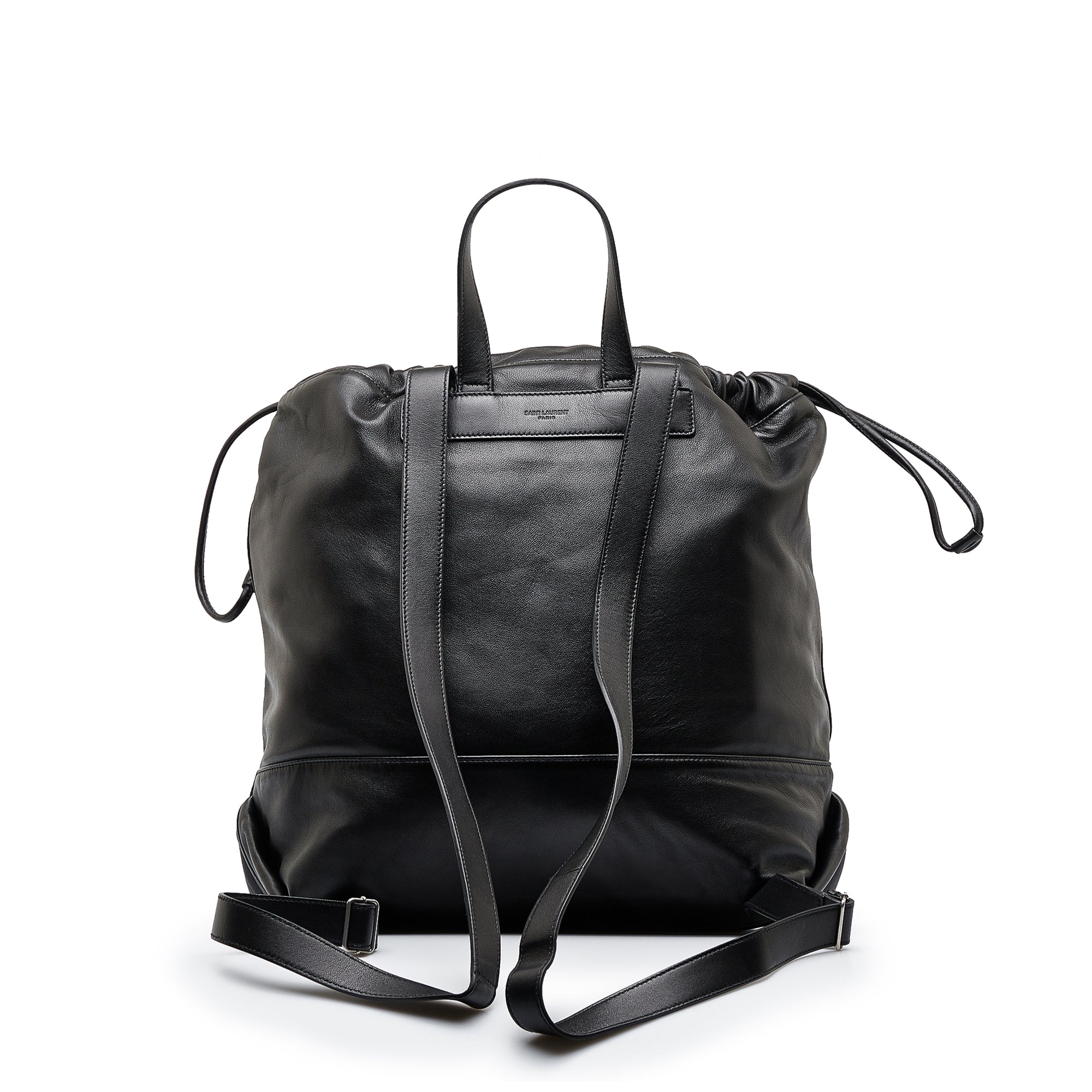 Yves Saint Teddy Drawstring Black Calfskin