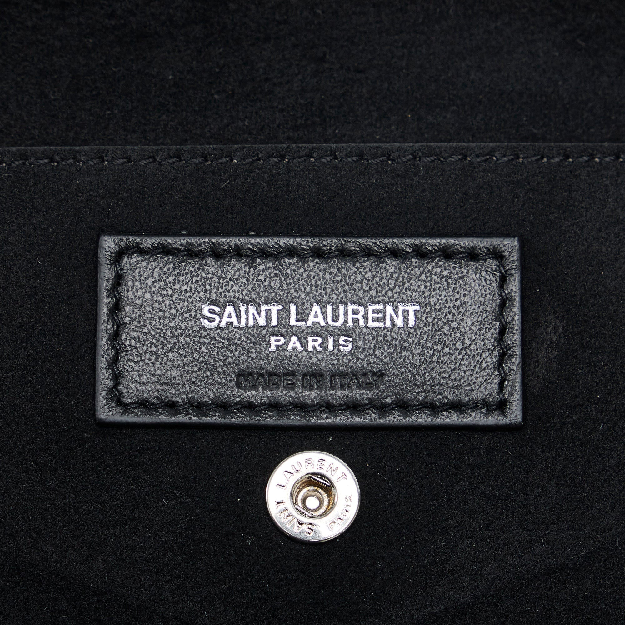 Yves Saint Teddy Drawstring Black Calfskin