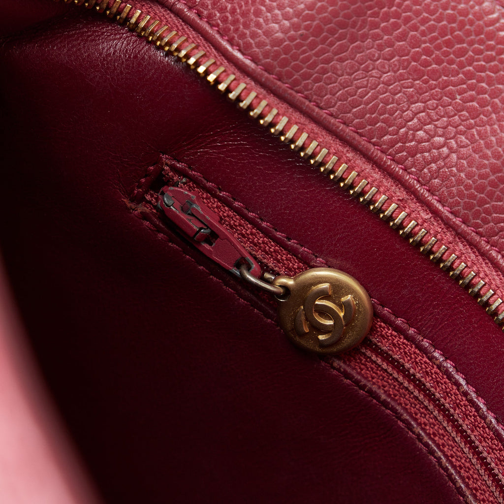 Red Chanel Caviar Medallion Tote
