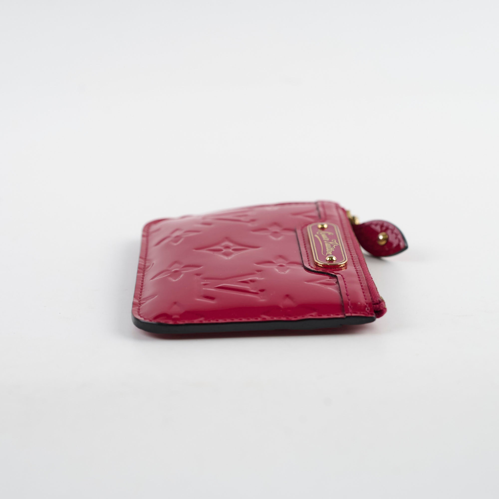 Louis Vuitton Card Key Wallet Vernis Patent Dark Pink