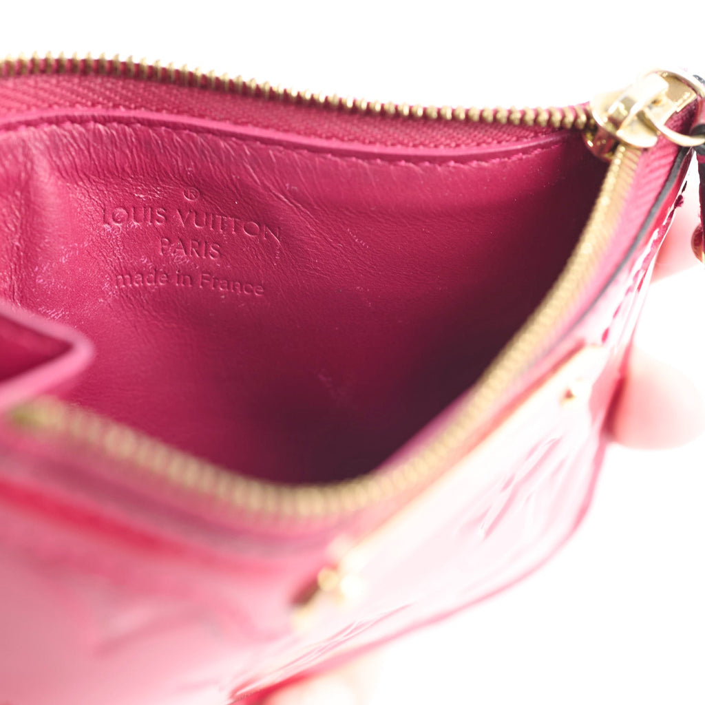 Louis Vuitton Card Key Wallet Vernis Patent Dark Pink