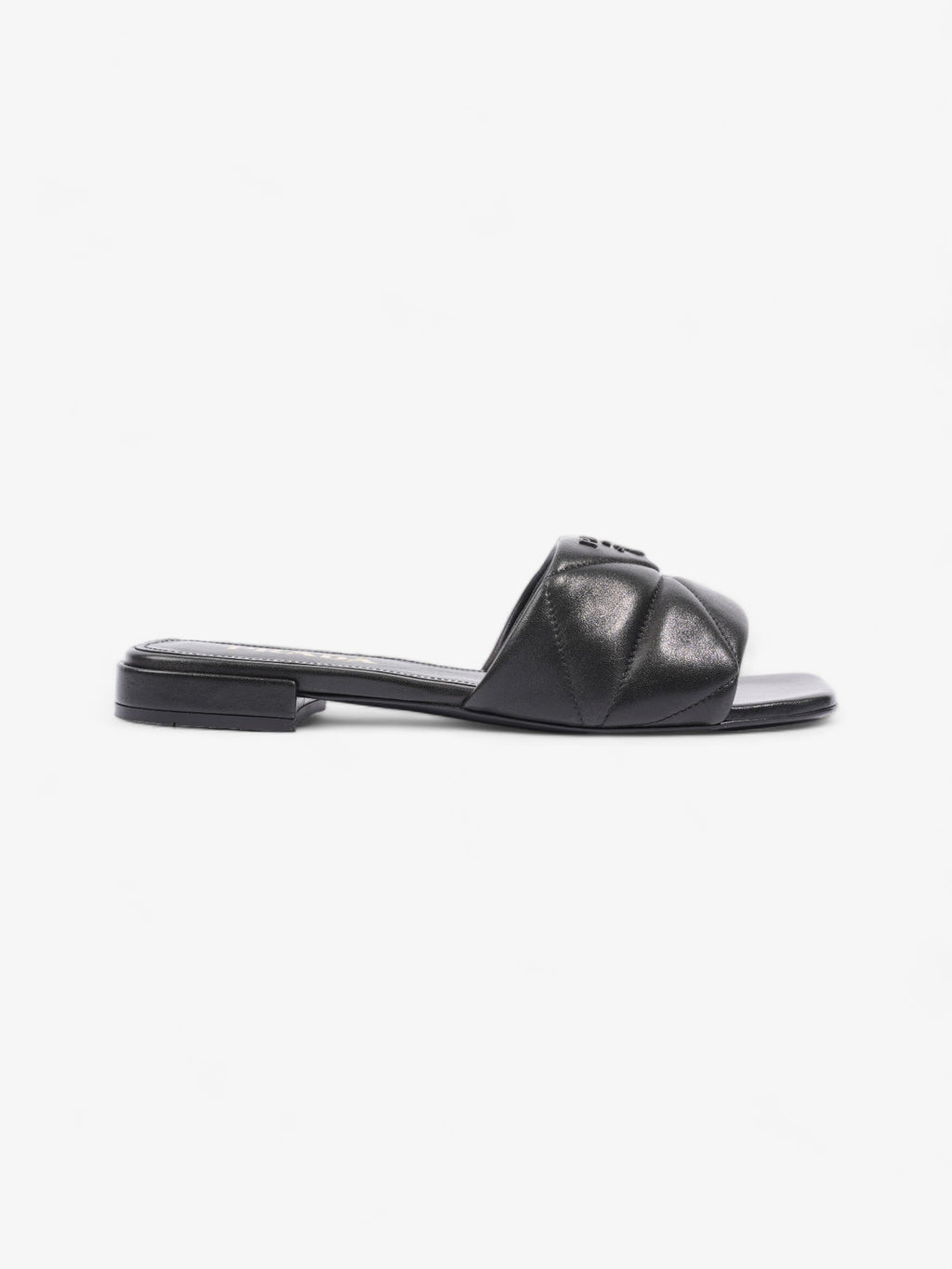 Prada Logo Sandali Quilted Black Nappa Leather EU 38 UK 5