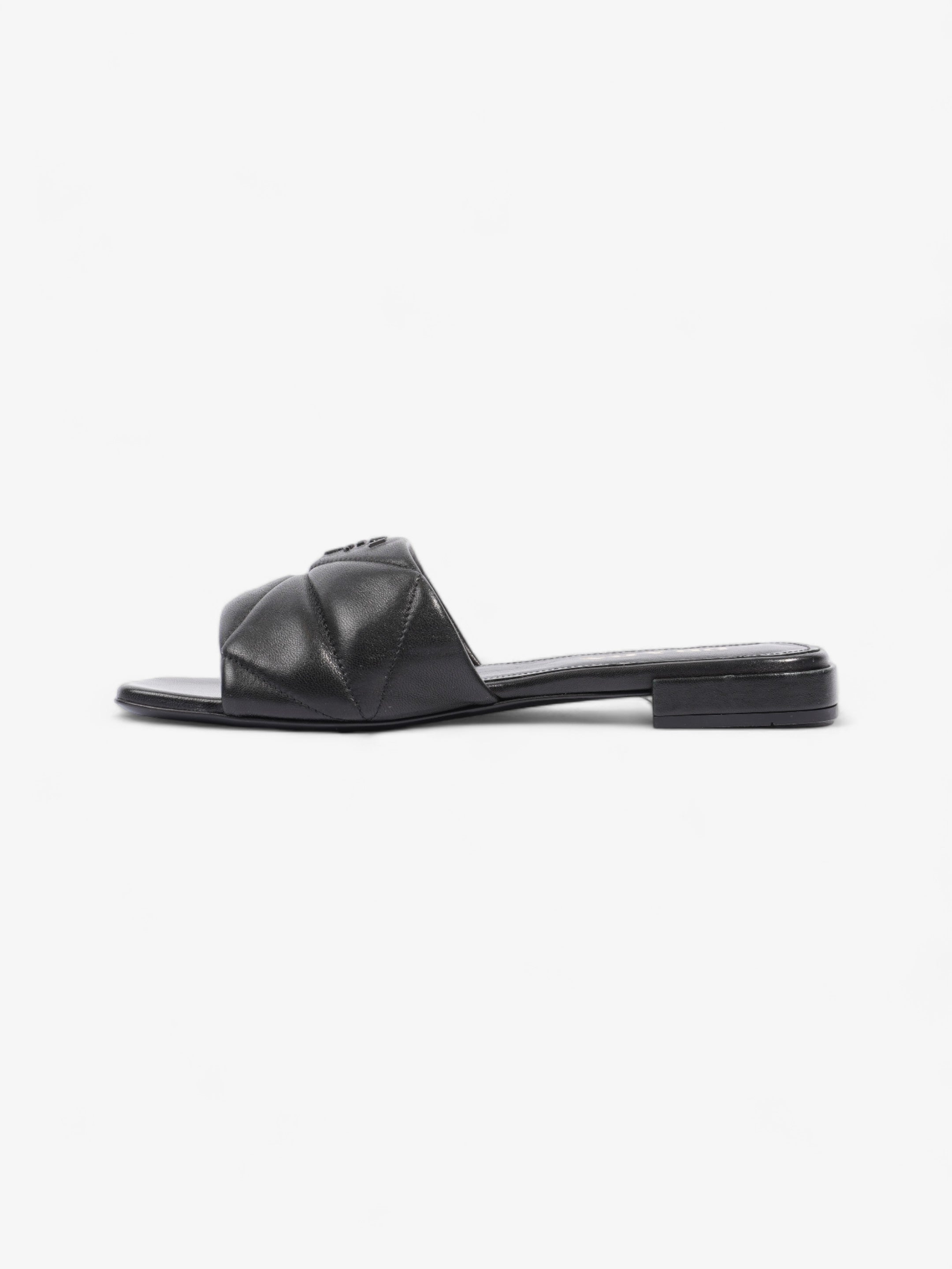 Prada Logo Sandali Quilted Black Nappa Leather EU 38 UK 5