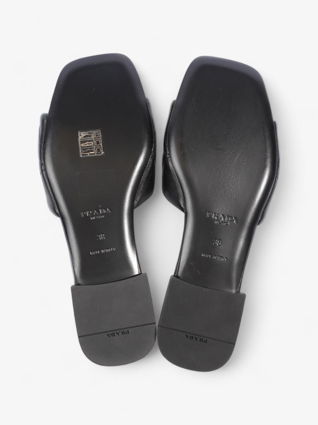 Prada Logo Sandali Quilted Black Nappa Leather EU 38 UK 5
