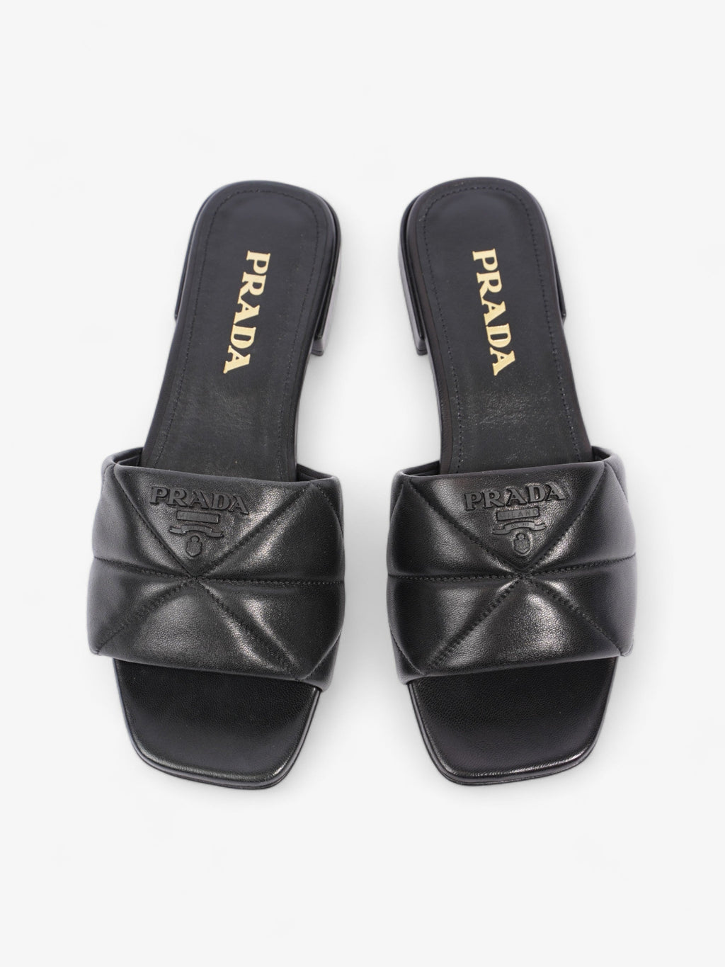 Prada Logo Sandali Quilted Black Nappa Leather EU 38 UK 5