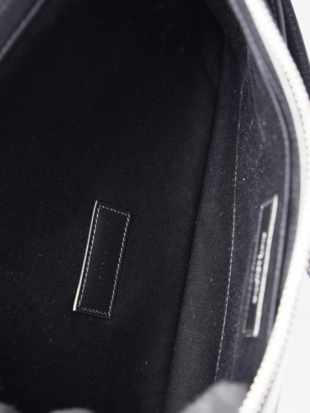 Saint Laurent Rive Gauche Wristlet Black / White Canvas
