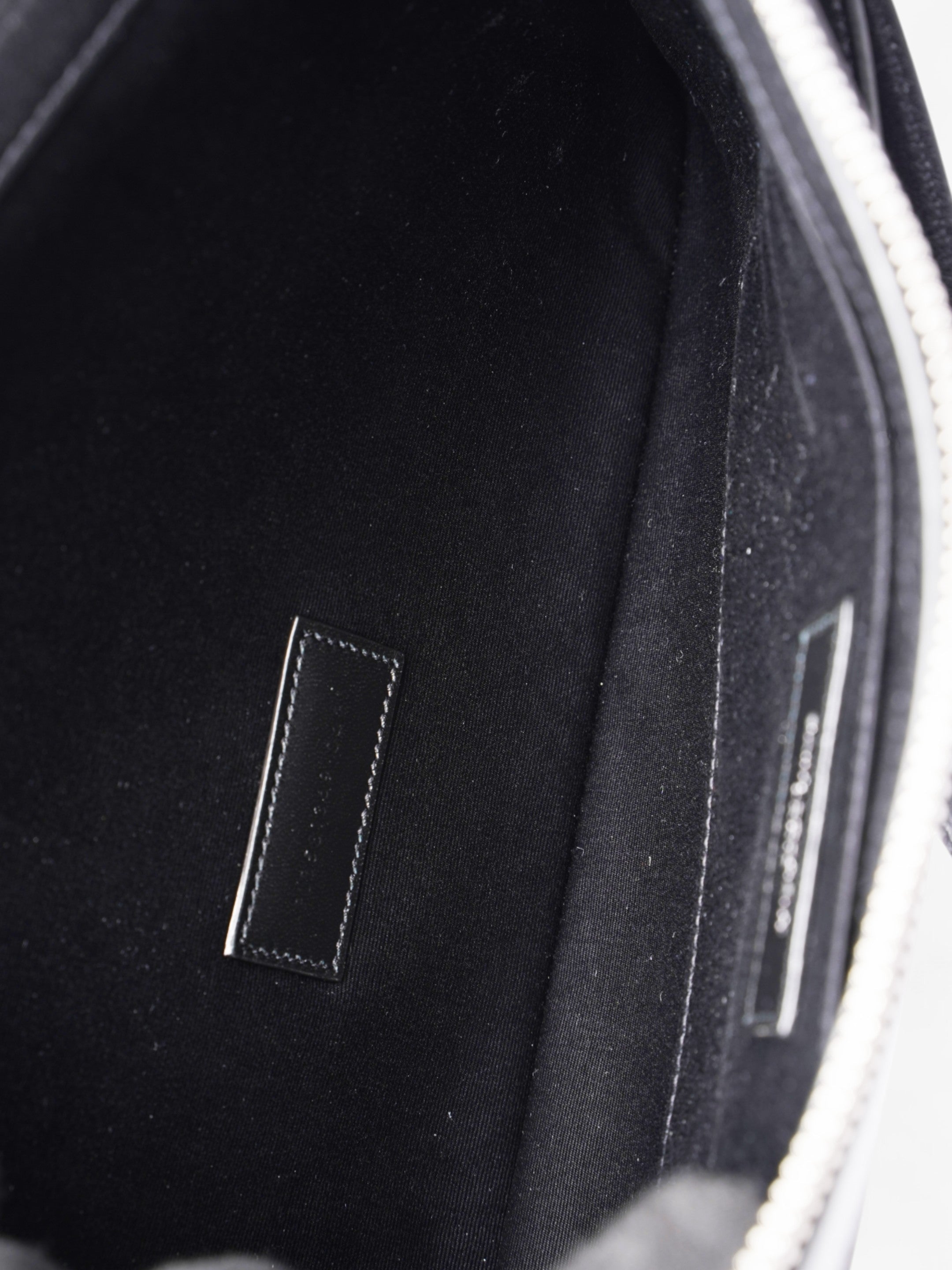 Saint Laurent Rive Gauche Wristlet Black / White Canvas