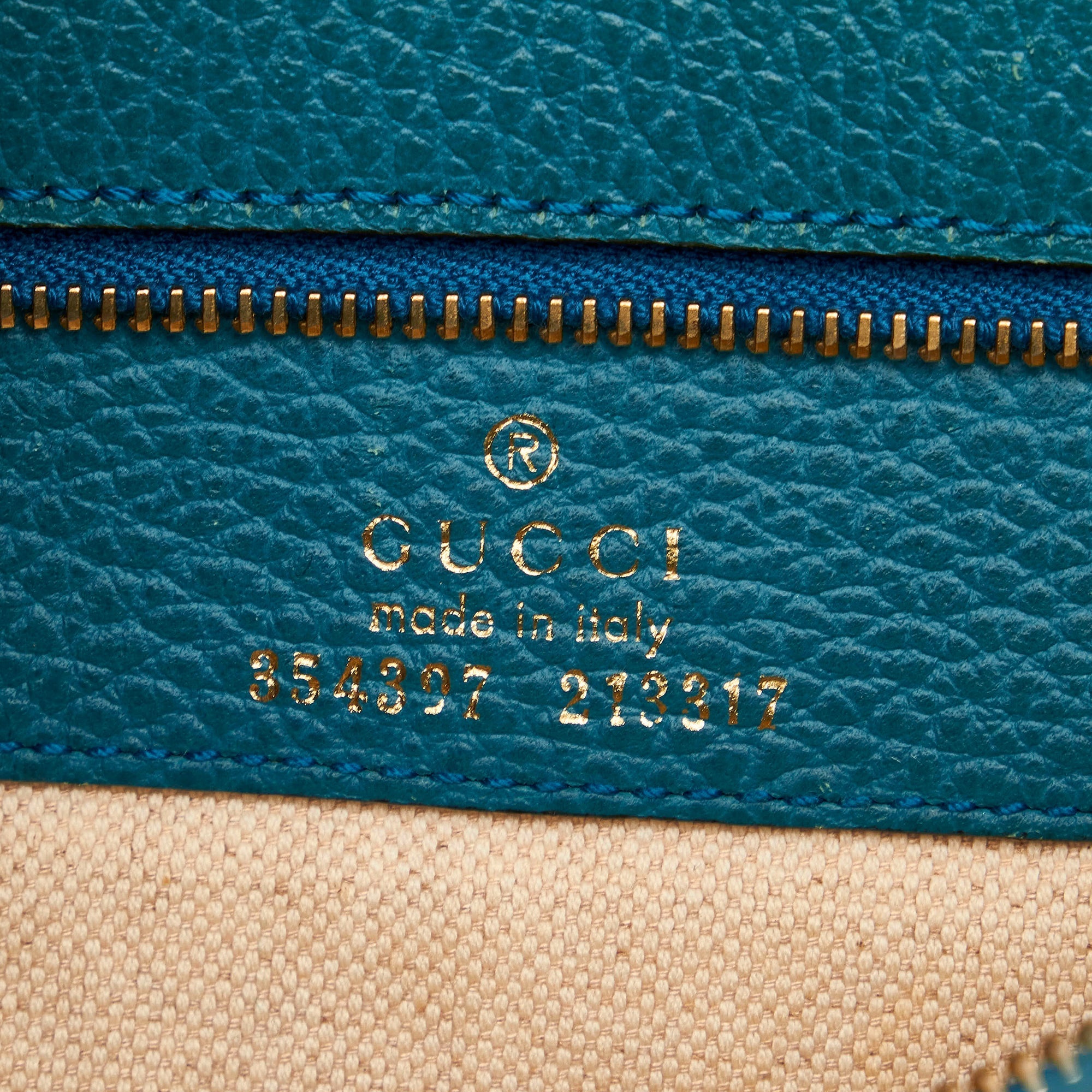 Blue Gucci Medium Swing Leather Tote Bag