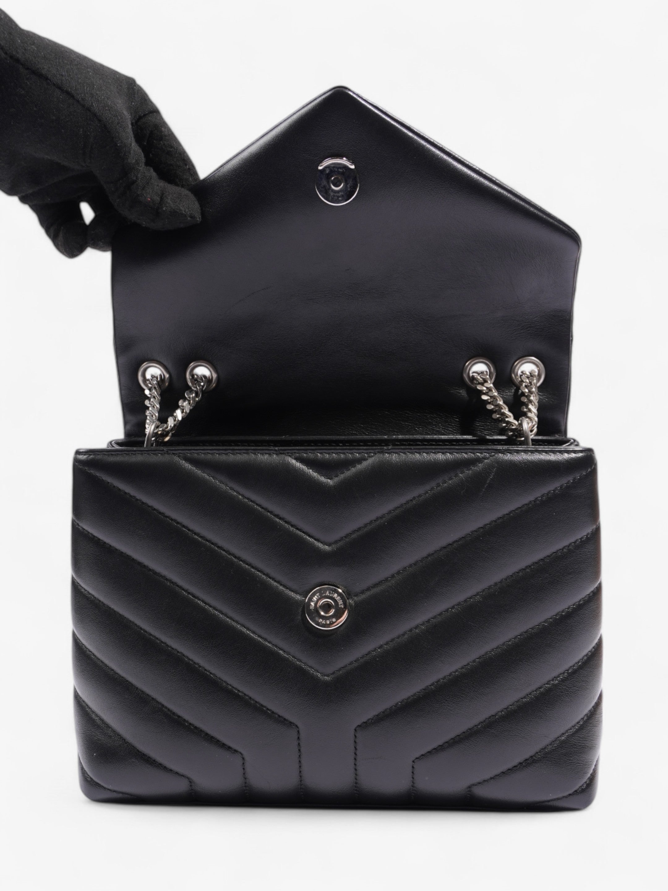 Saint Laurent Lou Lou Black Lambskin Leather Small