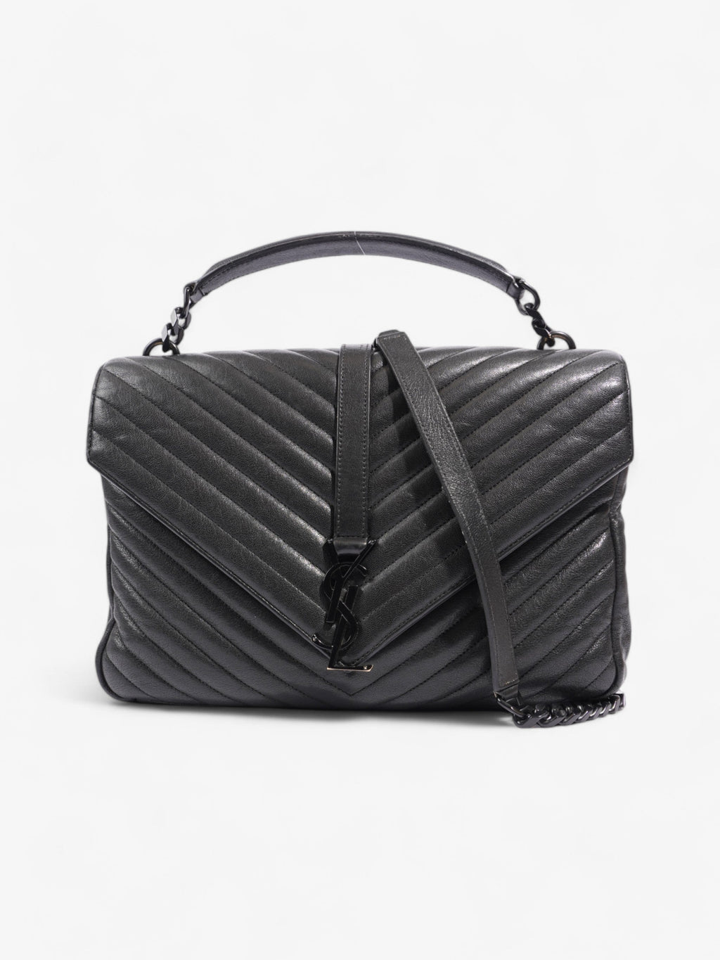 Saint Laurent College Black Lambskin Leather Large